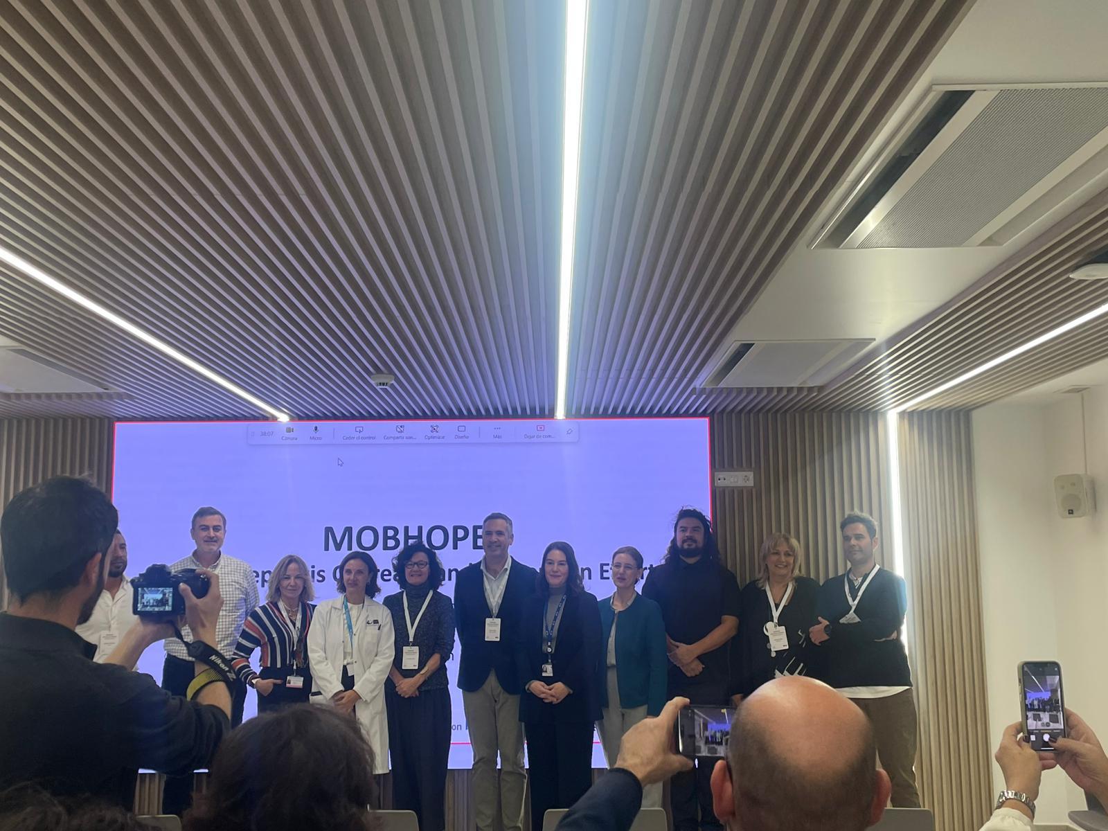 Participants pose for a group photograph during the MOBHOPE kick-off meeting.