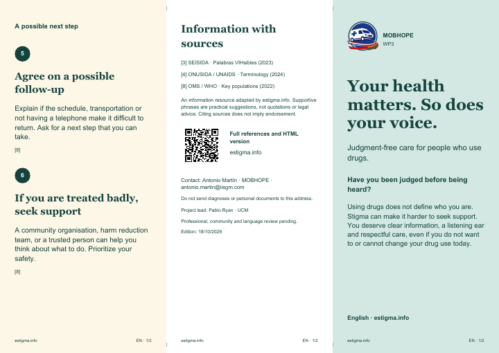 Outside face of the stigma leaflet · People who use drugs · English
